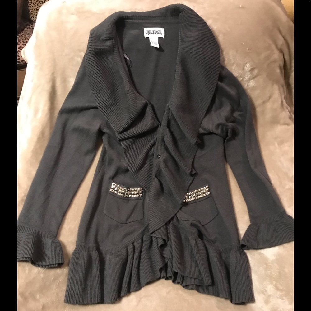 ALLEGRA, Women’s Size: L Ruffled Long Sweater